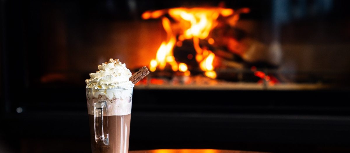 Hot chocolate in front of the fire