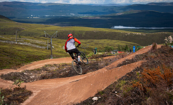 Boy on mountain bike trails