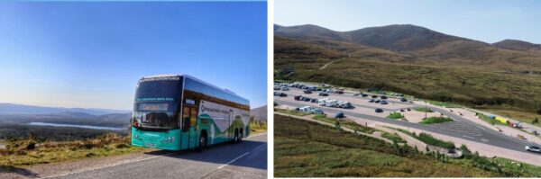 Car park and bus service at Cairngorm Mountain