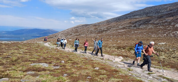 People on a guided walk at Cairngorm Mountain